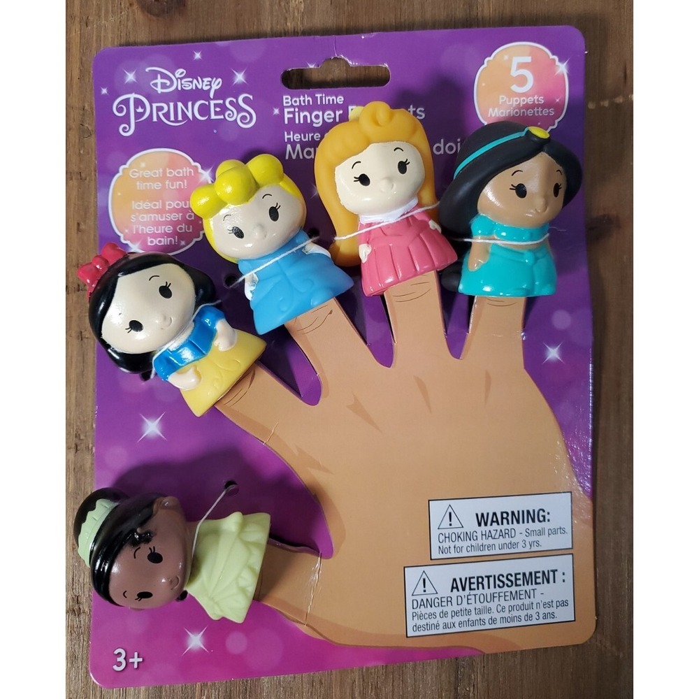 Disney Princesses 5 Finger Bath Puppets Snow White Cinderella & More Ages 3+ NEW